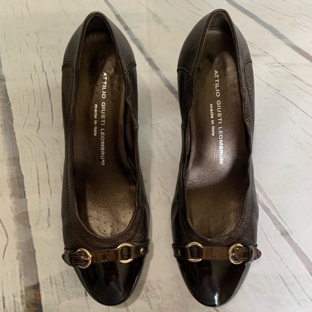 ATTILIO GIUSTI LEOMBRUNI Metallic Brown Pumps